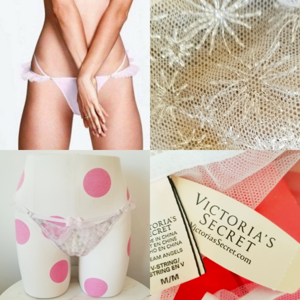 Victoria's Secret Vintage Dream Angels V-String Panty Ruffle Tulle Cutout NWT